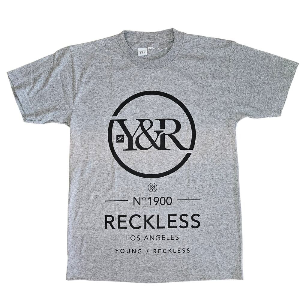 Young & Reckless Los Angeles Circle Logo Gray Short Sleeve T-Shirt Men's Size M